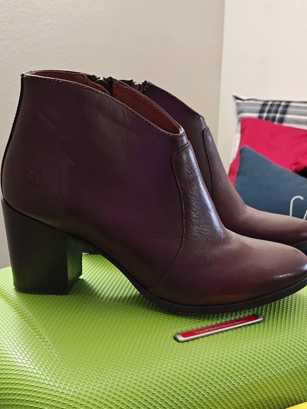 FRYE Women's Dark Brown ALL  Ankle Booties - Classic Block Heel